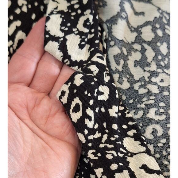 ZARA TRF Collection Shirt Women's XL Black Cream Spotted Rolled Faux Wrap Blouse - Picture 3 of 8